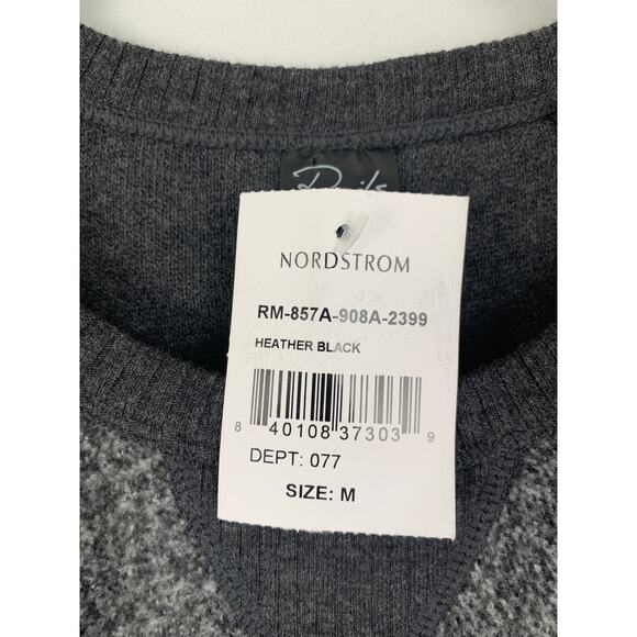 Rails Heston Reversible Melange Sweater Mens Medium Heather Black New Pullover - Picture 7 of 9